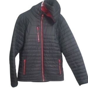 Performance Activewear Jacket Men's Size Large Puffer Quilted Black Red Zipper